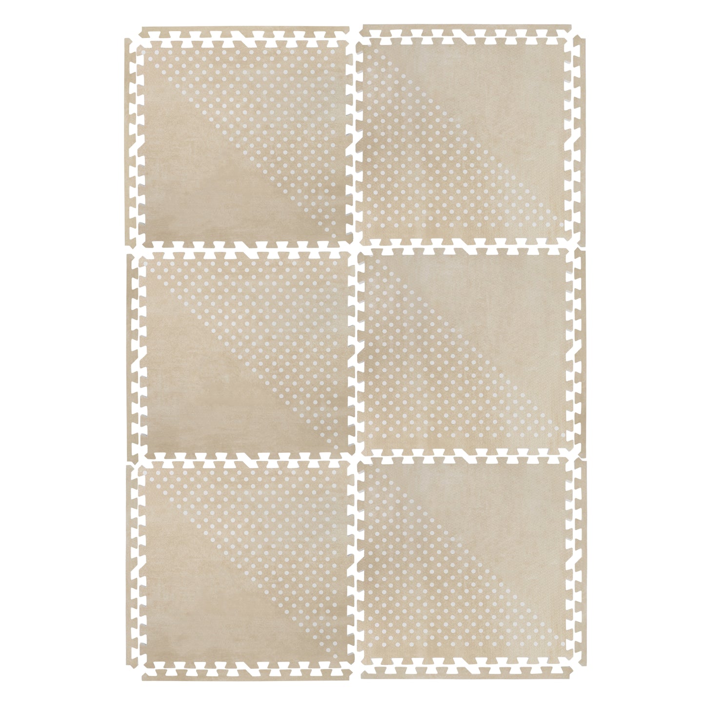 White Patterned Polka in Beige Playmat - Shapes