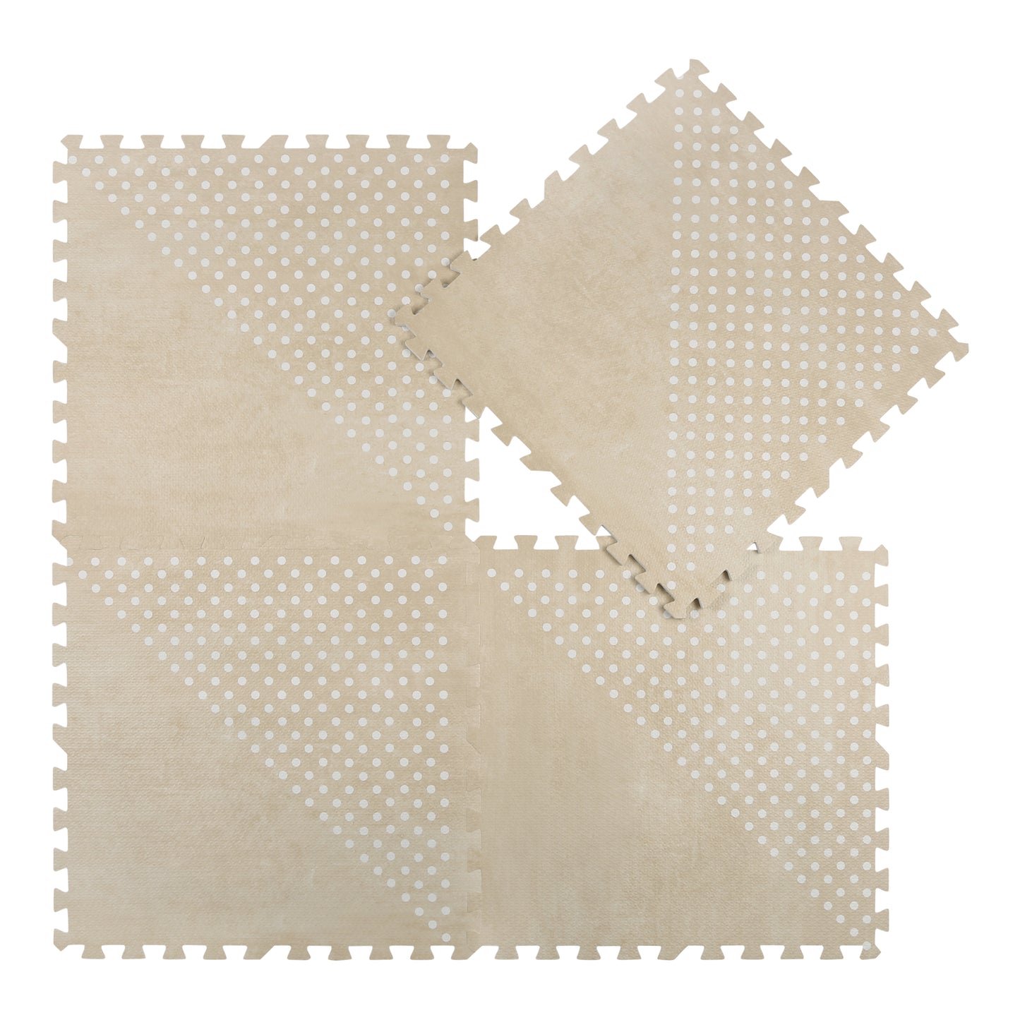 White Patterned Polka in Beige Playmat - Shapes