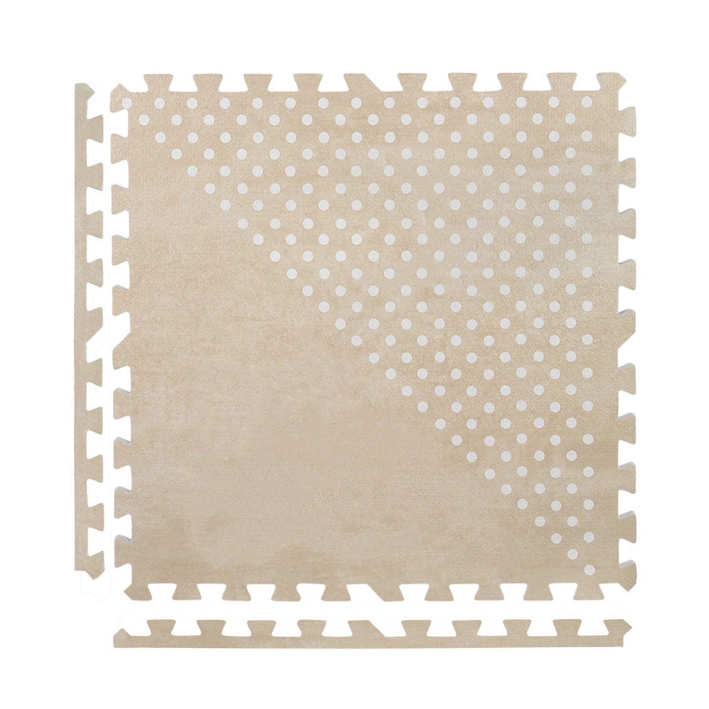 White Patterned Polka in Beige Playmat - Shapes