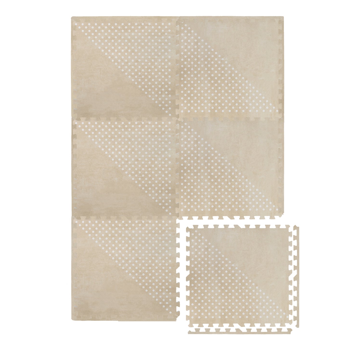 White Patterned Polka in Beige Playmat - Shapes