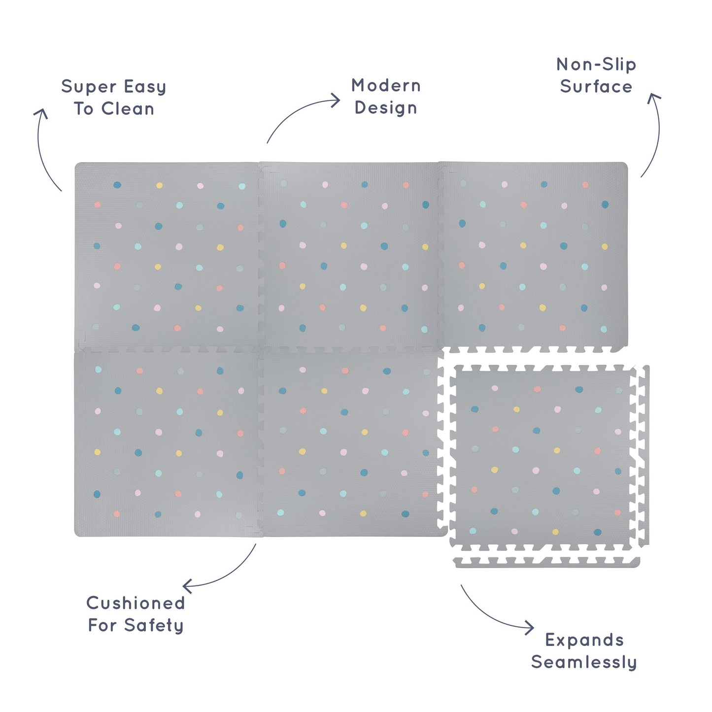 Coloured Polka Set in Grey Playmat - Dotty