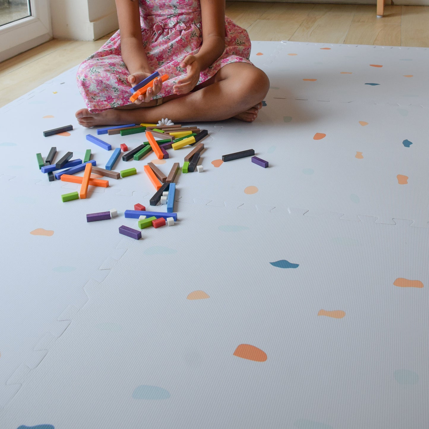 Coloured Terrazzo Set in Powder Blue Playmat - Terrazzo