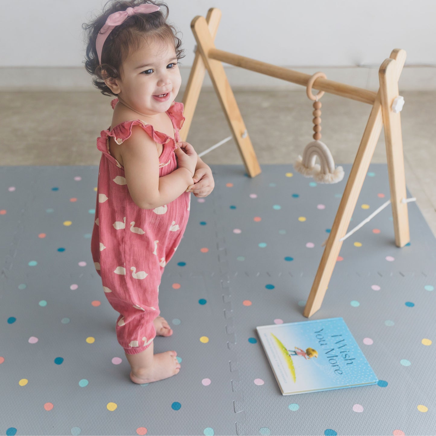 Coloured Polka Set in Grey Playmat - Dotty
